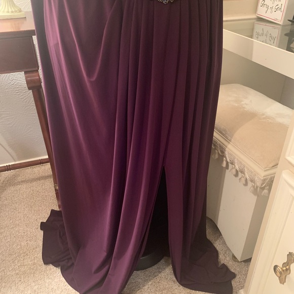 Alex Evenings Womens Purple Beaded Cowl Neck Formal Dress Gown Plus NWOT - Picture 6 of 8